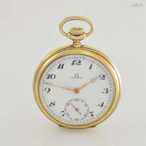 OMEGA 14k yellow gold open face pocket watch