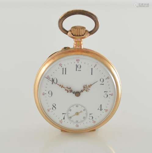 Open face 14k pink gold pocket watch