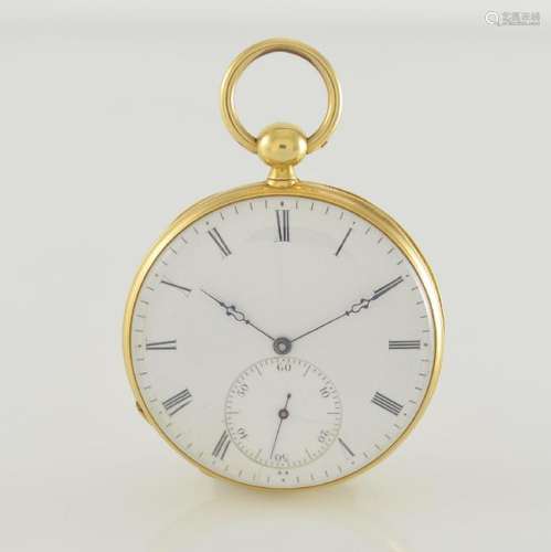 Open face 18k yellow gold Duplex pocket watch