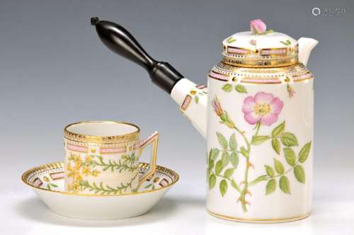 Kakao pot and cup with saucer, Royal Copenhagen