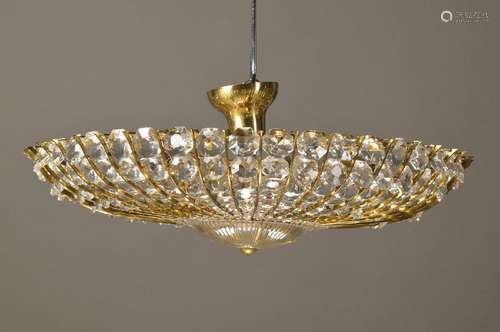 Ceiling lamp, German, 2.H.20th c., crystal glass