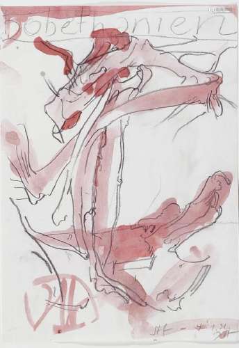 Horst Janssen, 1929-1995, watercolor on paper,titled:
