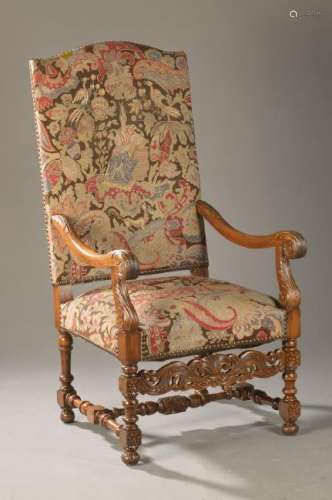 armchair, historism, end 19th c., walnut carved and