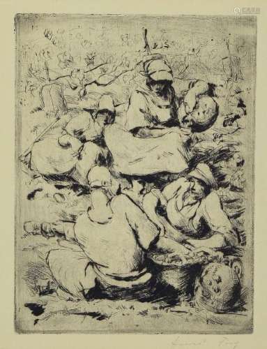 Hanns Fay, 1888-1957, drypoint etching, 'People on