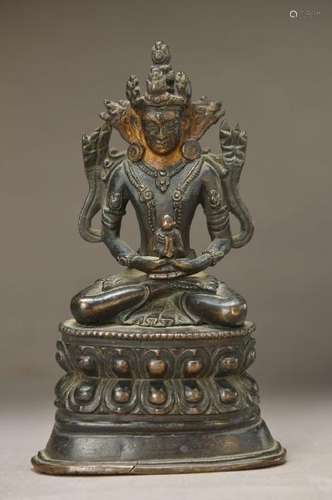 Buddha, Tibet, around 1880-90, bronze cast, meditating