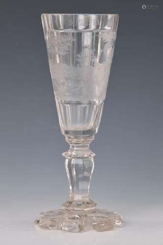 Large goblet, Bohemia, around 1860, colorless glass,