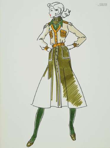 Karl Lagerfeld, born 1933 Hamburg, fashion drawing