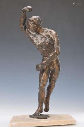 monogrammist R., dated (19)92, standing nude, Bronzeguß