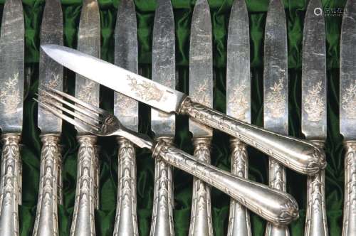 Appetizer cutlery for 12 people, Christofle, silver