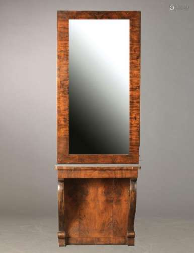 mirror with console, German, around 1860, walnut