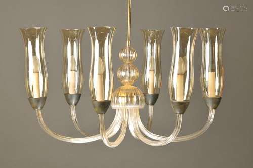 Large Ceiling lamp, Murano, 1960s, six focal points and