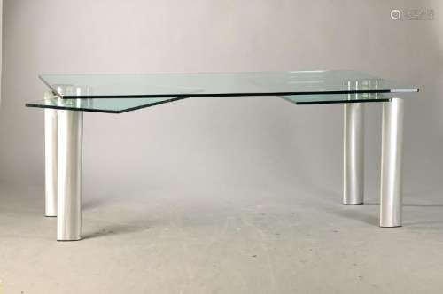 dining table, Design, 1980s, brushed metal