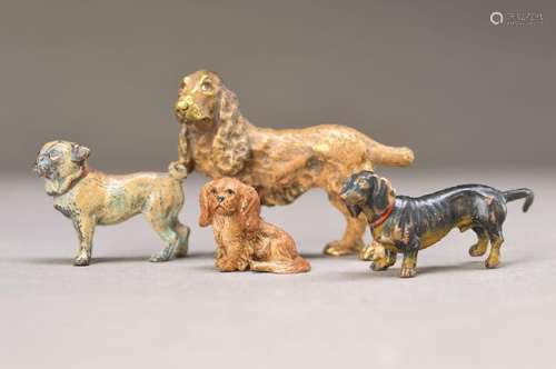 Vienna Bronze, 2.h.20th c., Lot of four dogs, approx.