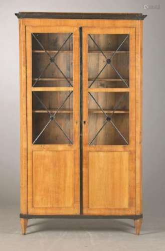 showcase-/bookcase, Biedermeier, around 1820, walnut
