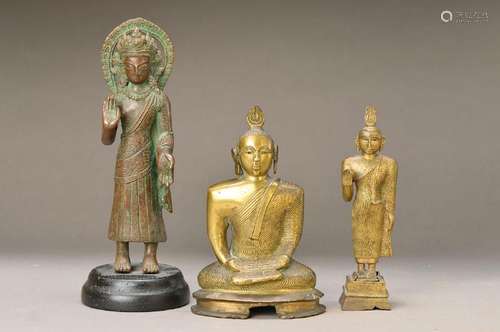 4 Bodhisattva, India/Birma, 20th c., Bronze , partly