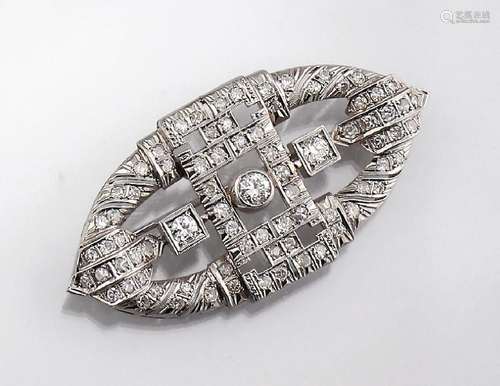 Platinum Art-Deco brooch with diamonds, 1930s