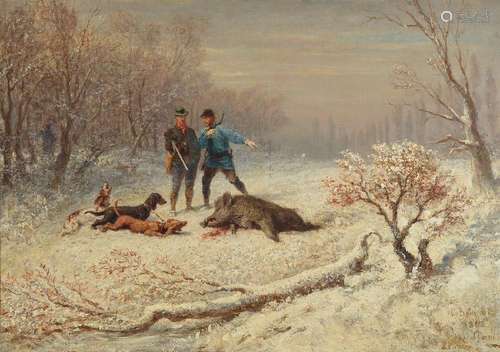 Emile Bourcart, 1827 Gubwiller - 1900 Geneva, wild boar