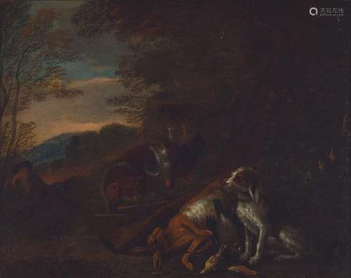 Adriaen de Gryeff, 1657-1722, hunting scene, two dogs