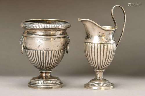 Large milk jug and amphora vessel, silver, Dresden