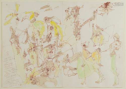 Horst Janssen, 1929-1995, watercolor and pen and ink