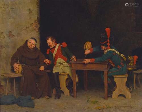 Alcide Segoni, 1847-1894, monk in conversationwith two