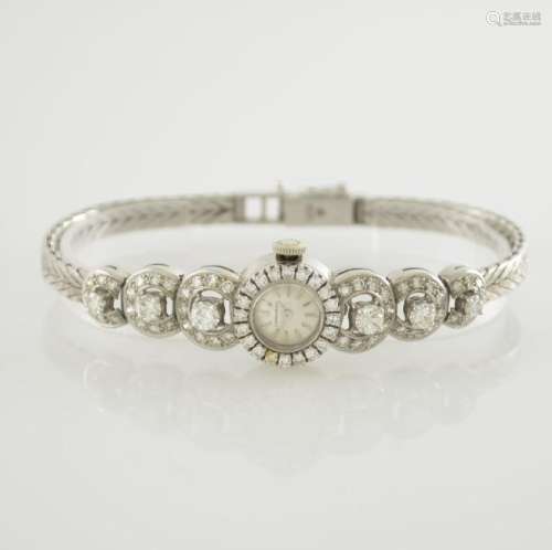 LONGINES 18k white gold diamond set ladies wristwatch