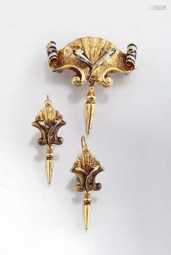 Demi parure with enamel, Austria approx. 1835/40s