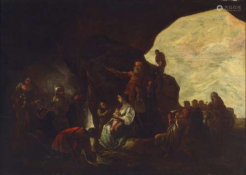 Dutch artist, around 1680, Moses beats his staff on the