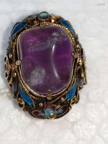 Amethyst ring \nGilded silver filigree highlighted …