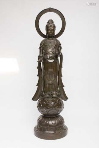 Exceptional statue of the goddess Kannon \nBronze w…