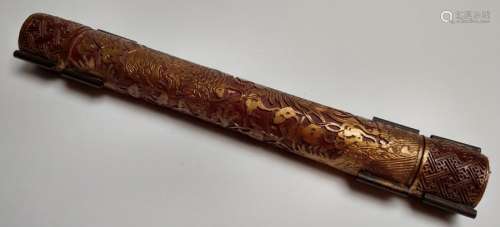 Scroll case \nLacquered gilded wood with dragon mot…
