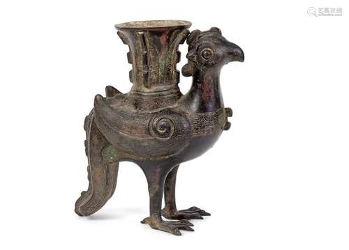 Phoenix shaped Zun vase \nBronze, Zhou style, Qing …