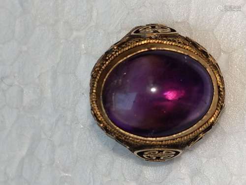 Amethyst ring \nGilded silver filigree, adorned wit…