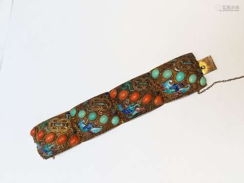 Turquoise and coral bracelet \nArticulated, compose…