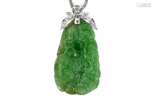 Buddha's hand and peaches jade pendant \nPlatinum a…