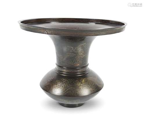 JAPANESE USABATA MEIJI PERIOD BRONZE VASE