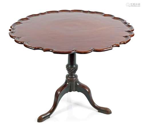 GEORGE III MAHOGANY SNAP TOP SILVER TABLE