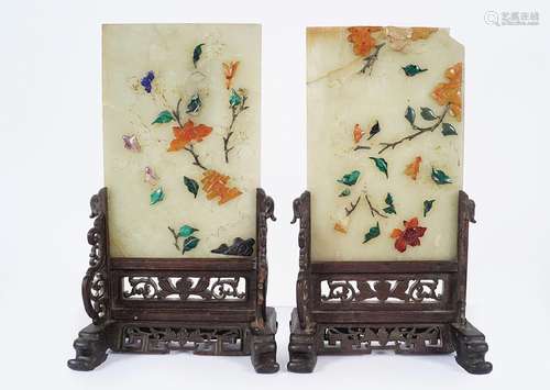 PAIR OF 19TH-CENTURY JADE TABLE SCREENS