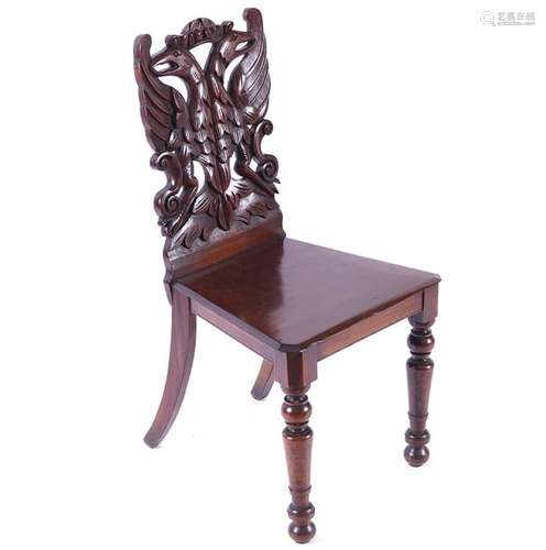 REGENCY PERIOD ARMORIAL HALL CHAIR, CIRCA 1820