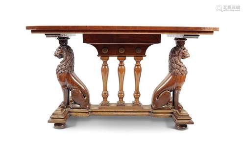 19TH-CENTURY MAHOGANY EMPIRE LIBRARY TABLE