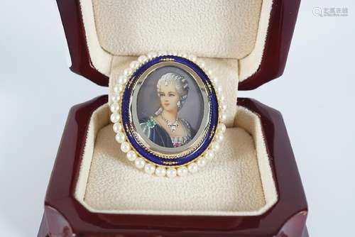 GEM SET MINIATURE PORTRAIT BROOCH/PENDANT