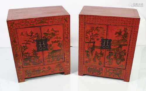 PAIR OF CHINESE LACQUERED CABINETS