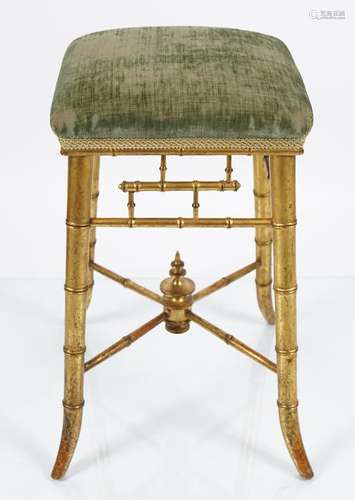 19TH-CENTURY AND UPHOLSTERED STOOL