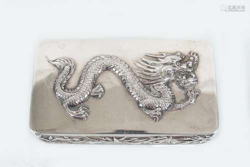 SILVER CHINESE DRAGON SNUFF BOX