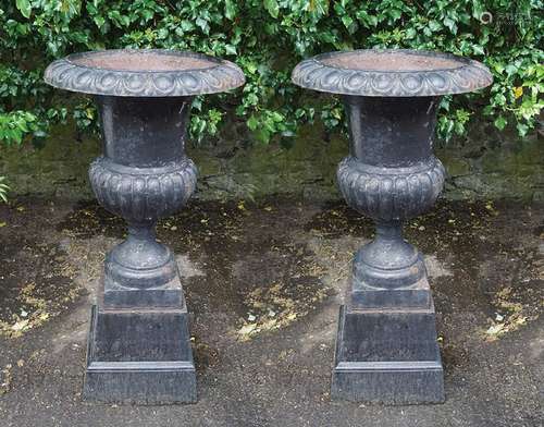 PAIR OF LARGE 19TH-CENTURY CAST IRON URNS