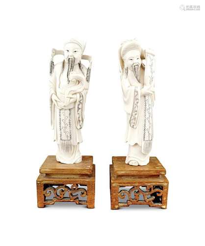 PAIR OF 19TH-CENTURY CHINESE IVORY FIGURES