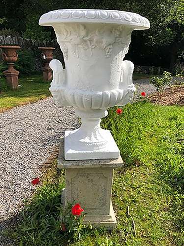 PAIR OF LARGE ITALIANATE STONE ESTATE URNS