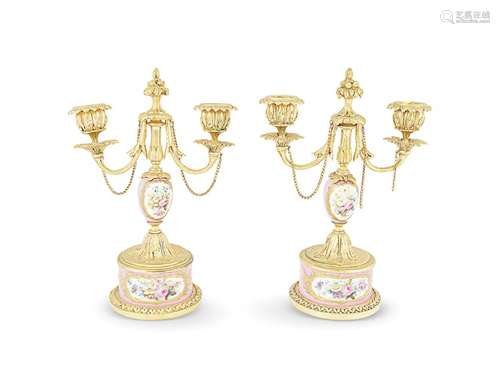 PAIR OF 19TH-CENTURY SEVRES & ORMOLU CANDELABRAS