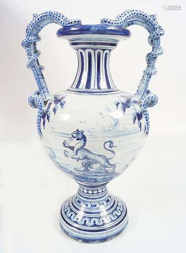 LARGE DELFT BLUE AND WHITE VASE