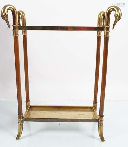 EDWARDIAN MAHOGANY AND BRASS STICK STAND